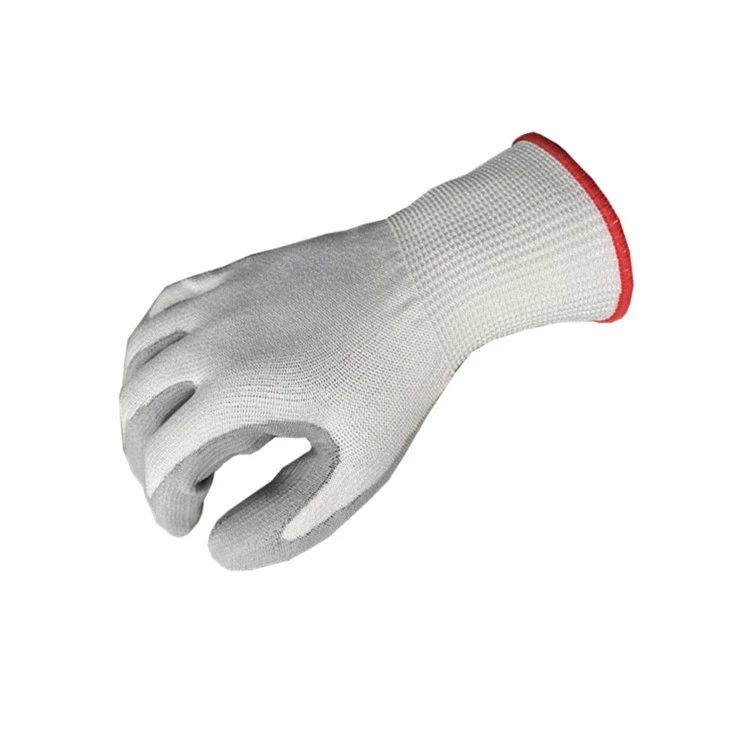White Color PE Shell Polyurethane Coated Safety Work Glove